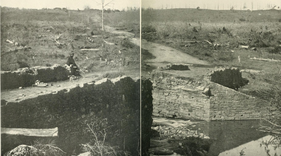 the Warrenton-Alexandria Turnpike bridge over Bull Run was burned by Federal forces retreating after the First Battle of Manassas in 1861