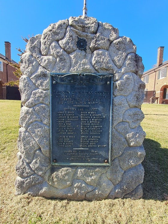 the Clerk of the Court in Fairfax County listed soldiers who died in World War I by race, and the World War I Memorial at the courthouse placed the 10 colored soldiers at the bottom rather than alphabetically