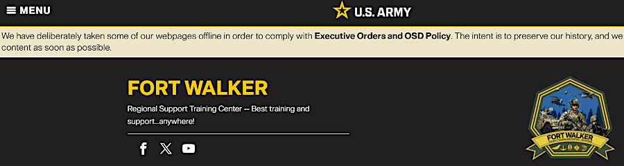 banner of Fort A.P. Hill/Fort Walker website changed with the name of the facility (August 19, 2023, June 13, 2025, June 19, 2025)