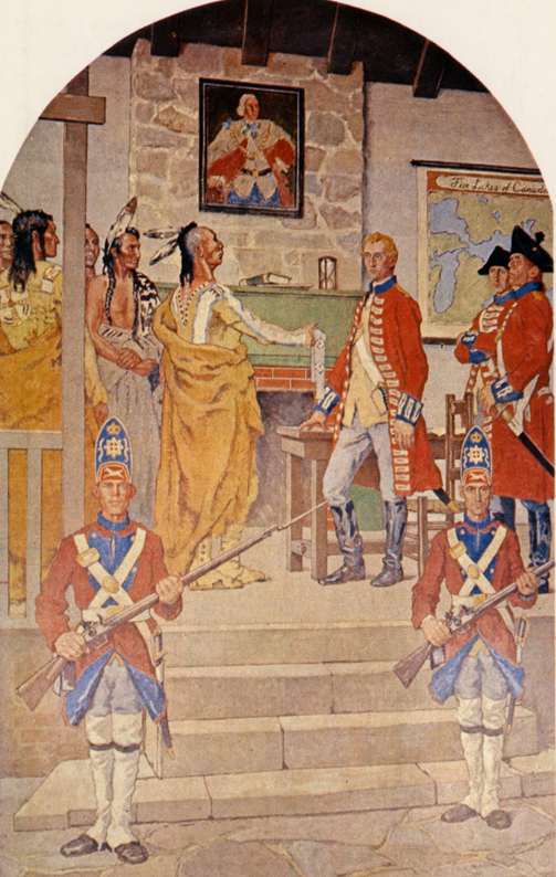 Pontiac was unable to launch an attack while meeting with the commander of Fort Detroit; Henry Gladwin was aware of the plot