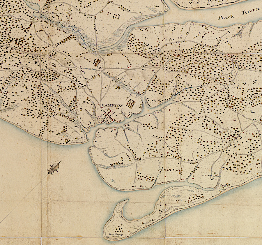 to reach Hampton, Royal Navy ships had to sail up the narrow Hampton River