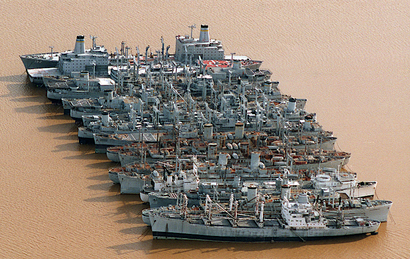 views of James River Reserve Fleet in 1996 and 2012