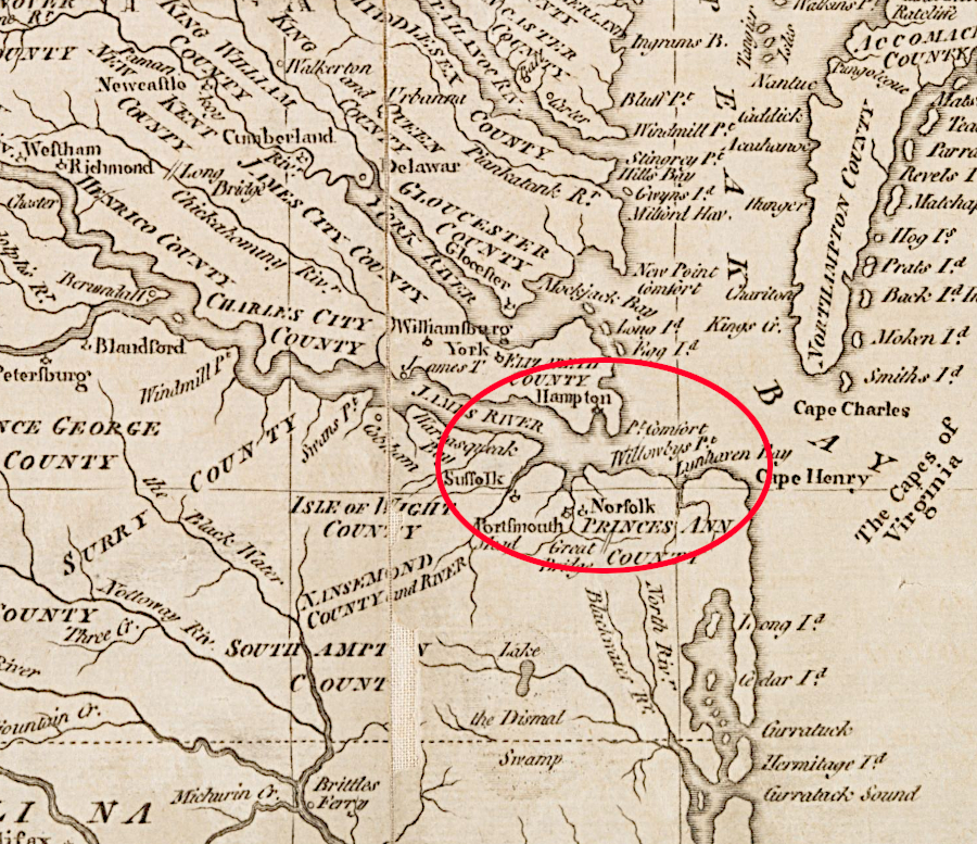 General Alexander Leslie's 1780 raid focused on Hampton Roads because British warships could not go far upstream in the shallow channel of the James River
