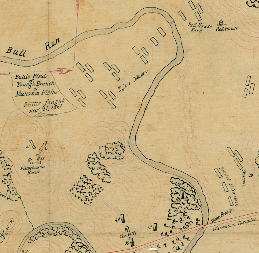 in 1861 Union forces feinted at the Stone Bridge over Bull Run, and marched upstream before crossing the stream