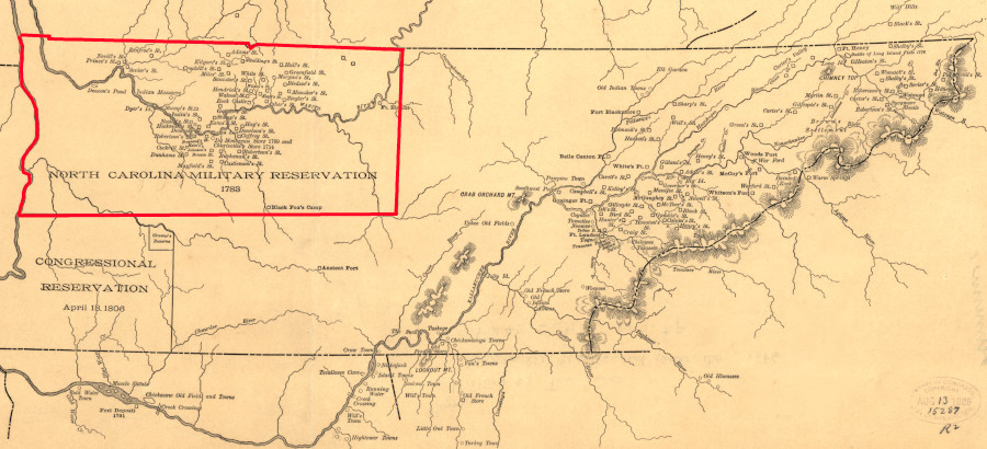 North Carolina also reserved territory for military land bounties before ceding its western claims to the Continental Congress