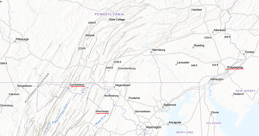Colonel Thomas Dunbar led the retreat to Fort Cumberland, then took the army to Winchester in order to march east to Philadelphia - not back to Alexandria after the defeat near Fort Duquesne