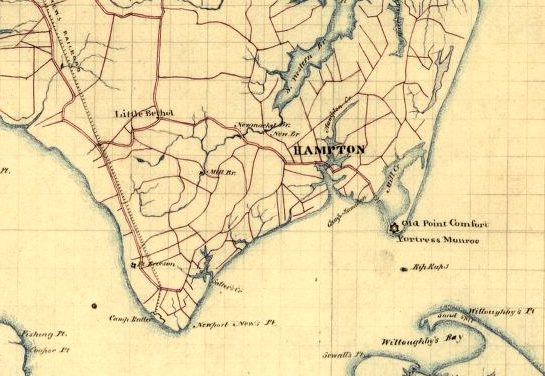 no railroad was built to Fort Monroe until Harrison Phoebus convinced the Chesapeake and Ohio Railroad to build a trestle across Mill Creek to the Hygeia Hotel in 1890, for tourists to access Old Point Comfort