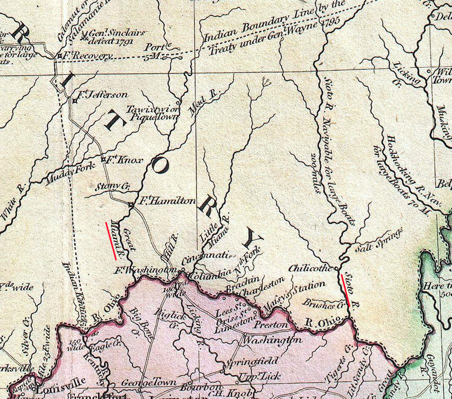 land between the Scioto and Little Miami rivers was reserved as the Virginia Military District