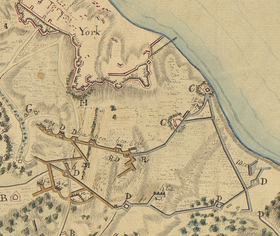 the siege of the French and American armies involved building two line of trenches parallel to the British fortifications, providing protection for the cannon that bombarded Cornwallis' force