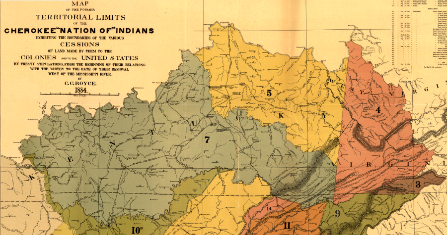 the Cherokee ceded land in multiple treaties with British and colonial officials, and then the United States