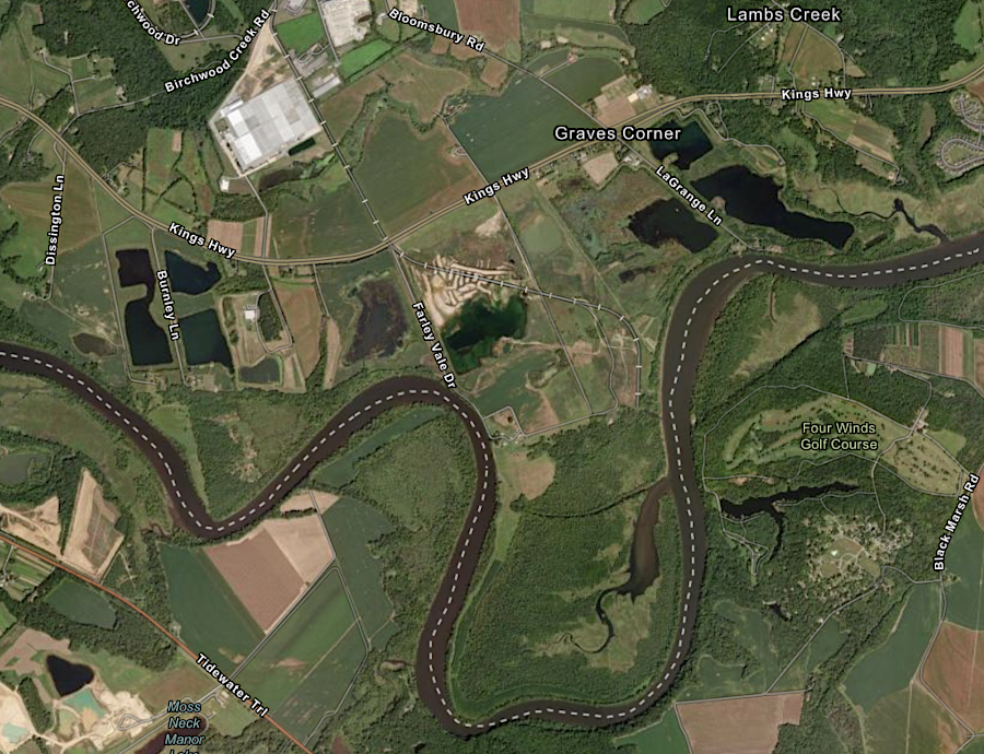 the upstream site of Cuttatawomen in King George County was mined and transformed into water-filled gravel pits