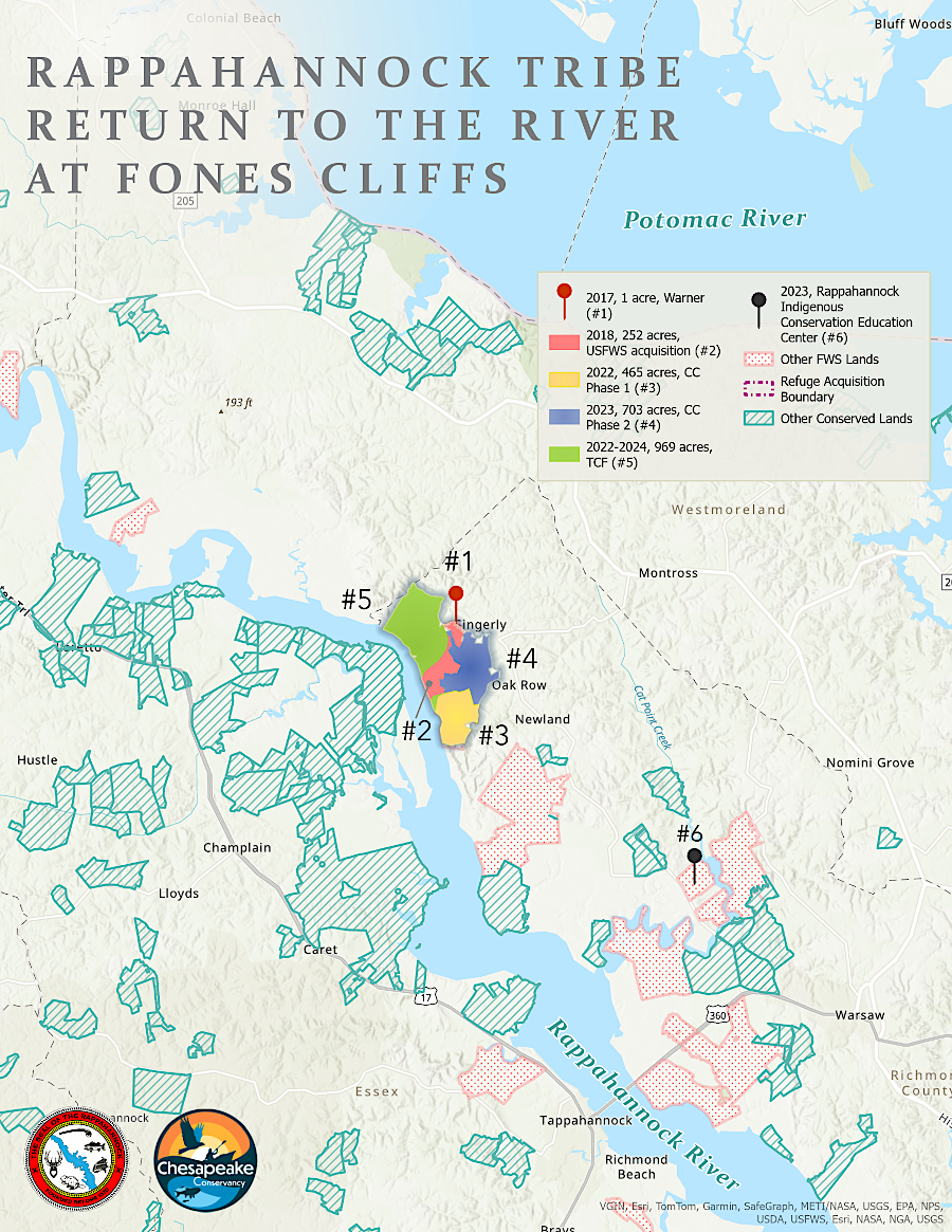 the Rappahannock Tribe acquired Fones Cliffs through multiple acquisitions by different partners
