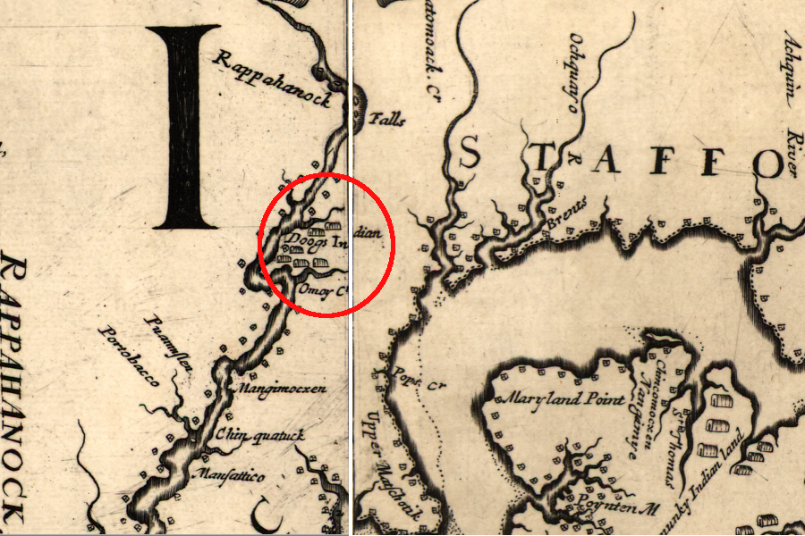 Maryland's efforts to control the Susquehannock, Piscataway, and Dogue stimulated a migration of Native Americans to the Rappahannock River, prior to Baccon's Rebellion in 1676