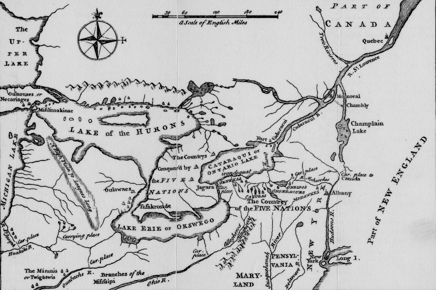 the Iroquois conquered nations to the south and west, and controlled the fur trade with the Dutch and the British at Albany