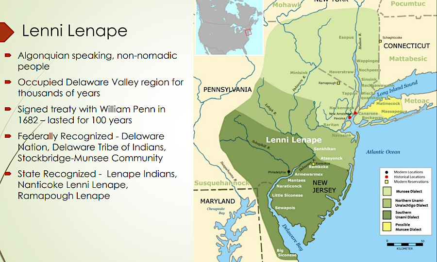 the Algonquian-speaking Lenni Lenape (Delaware) lived east of the Iroquioan-speaking Susquehannock