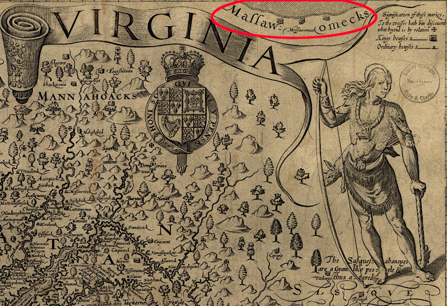 John Smith was told in 1608 that the Massawomeck lived upon a great salt water