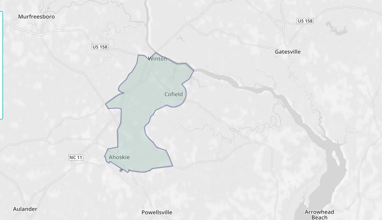 the Meherrin State Designated Tribal Statistical Area (SDTSA) is on the Chowan River in North Carolina
