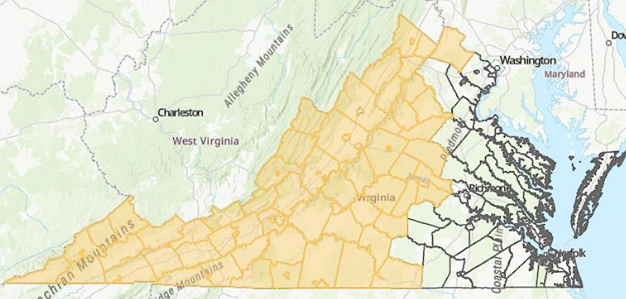 Virginia has defined a geographic area where the Monacan tribe should be consulted on state projects