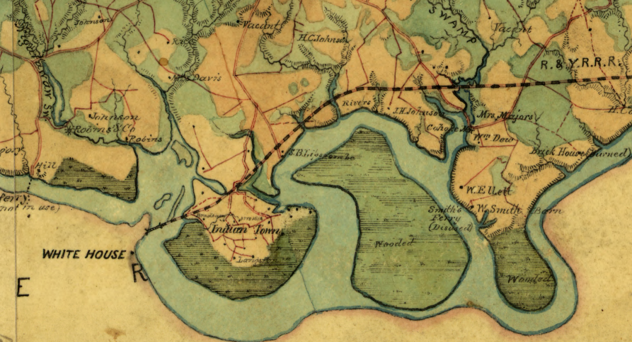 the Confederate Engineer Bureau documented how the Richmond and York River Railroad crossed the Pamunkey reservation