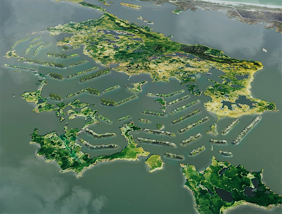 new terraces in Bonney Cove would provide shelterted habitat for growth of submerged aquatic vegetation