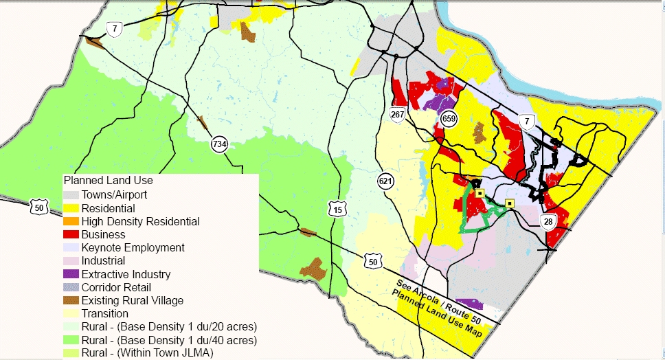 Loudoun County planning densities, east to west