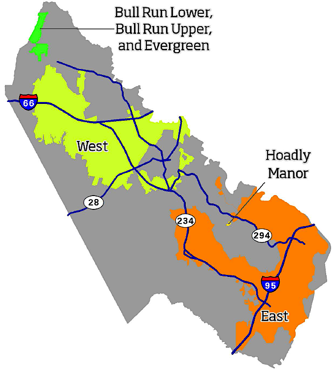 Prince William Water purchases treated water from Fairfax Water to supply Potomac River water to western Prince William County, and purchases water from the Occoquan Reservoir for the eastern end