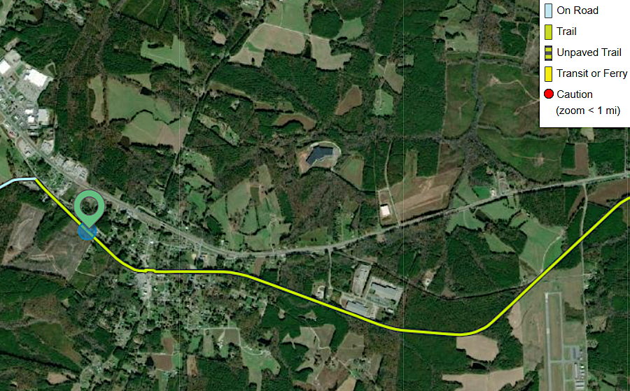 the Tobacco Heritage Trail trough La Cross keeps the East Coast Greenway off the roads