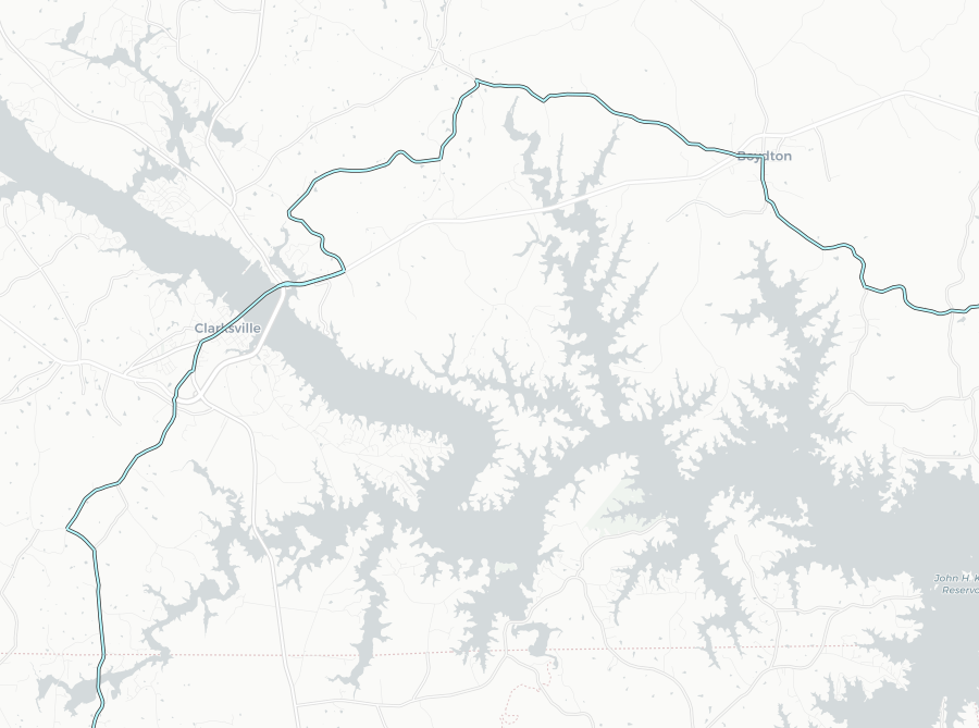 the spine route of the East Coast Greenway connects Richmond, via Clarksville, to Raleigh-Durham in North Carolina