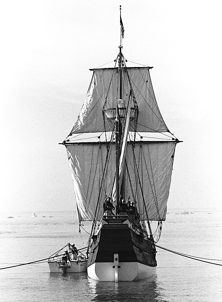 reproducing the ships which first brought colonists to Jamestown showed their small size for crossing the Atlantic Ocean
