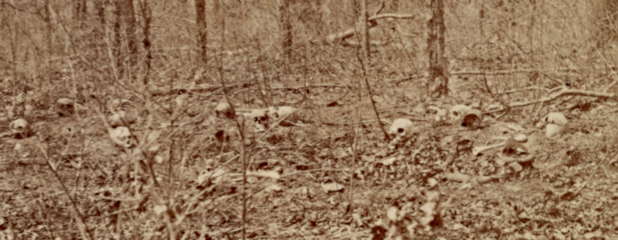 skeletons littered the ground at Chancellorsville in April 1865, two years after the battle