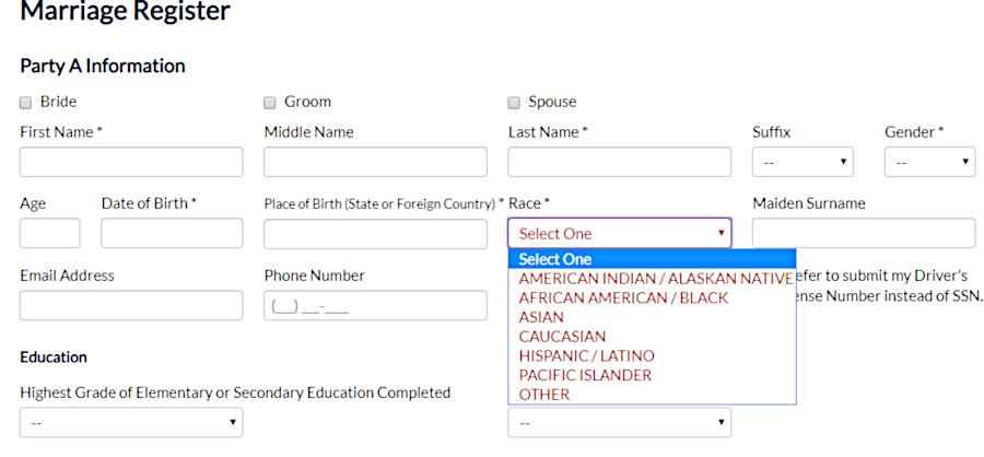 the choice of Other was offered in Arlington County for racial identify, for those not happy with the six predefined options