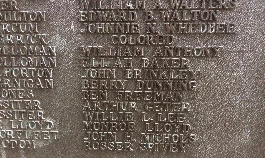 the monument honoring World War I veterans at Suffolk's Cedar Hill Cemetery identified those who died in the war by race