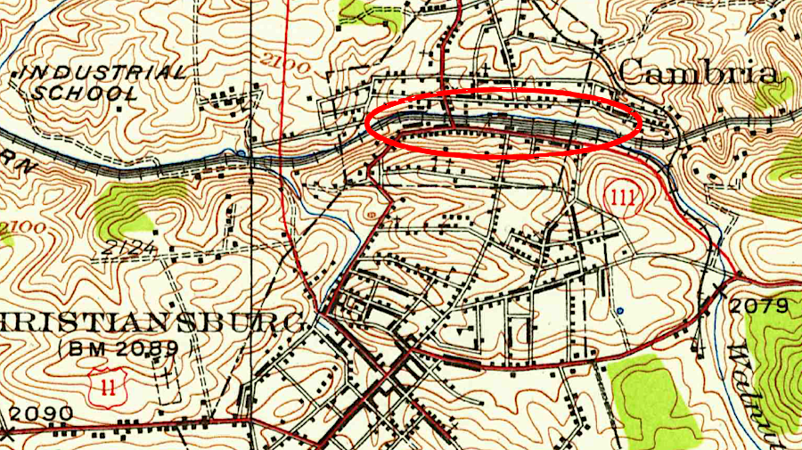 Amtrak stopped using the Cambria Yard in 1979