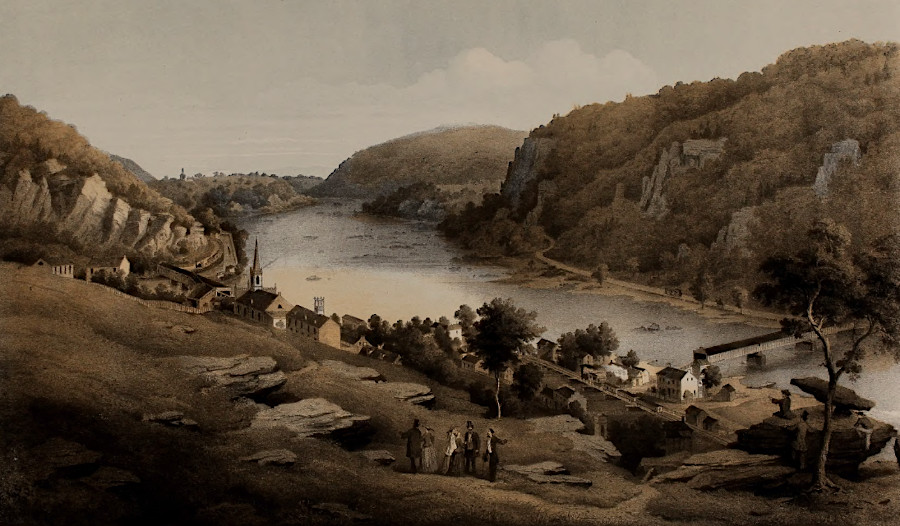Baltimore & Ohio Railroad bridge at Harpers Ferry in 1858