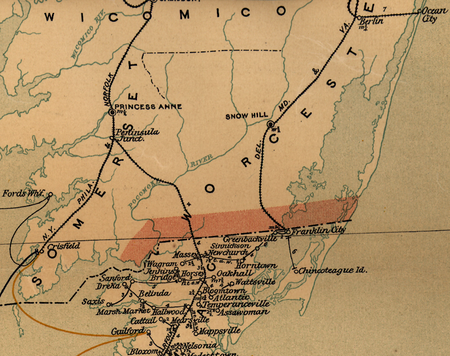 the Delmarva railroad network in 1896