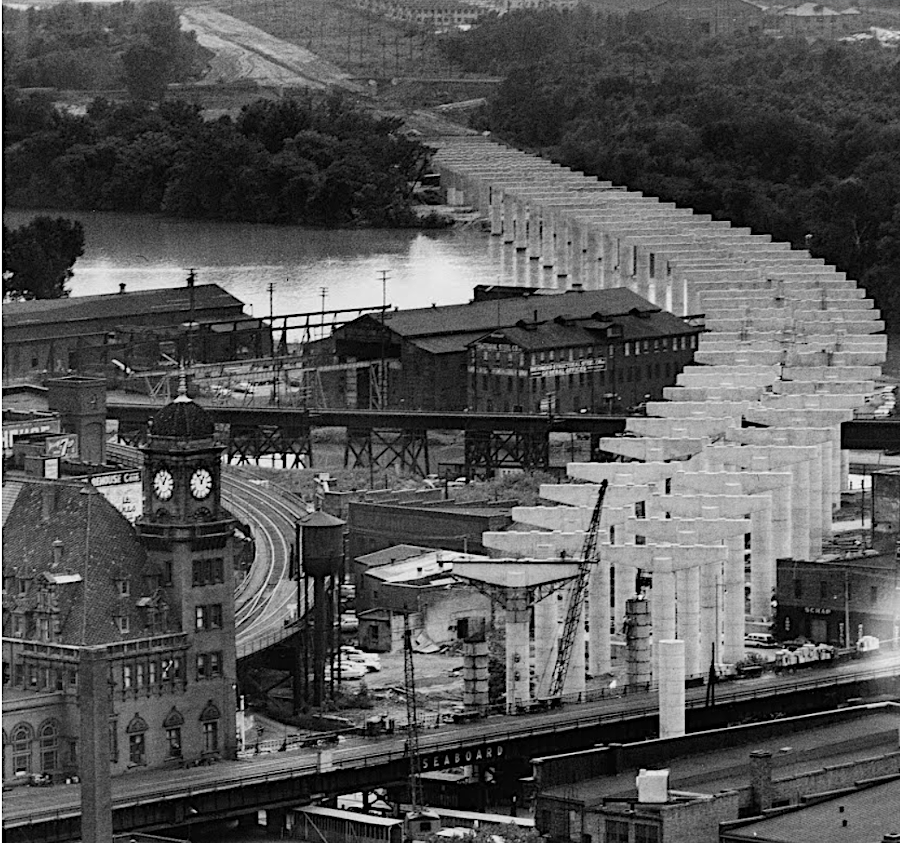 I-95 was built next to Main Street Station in 1957