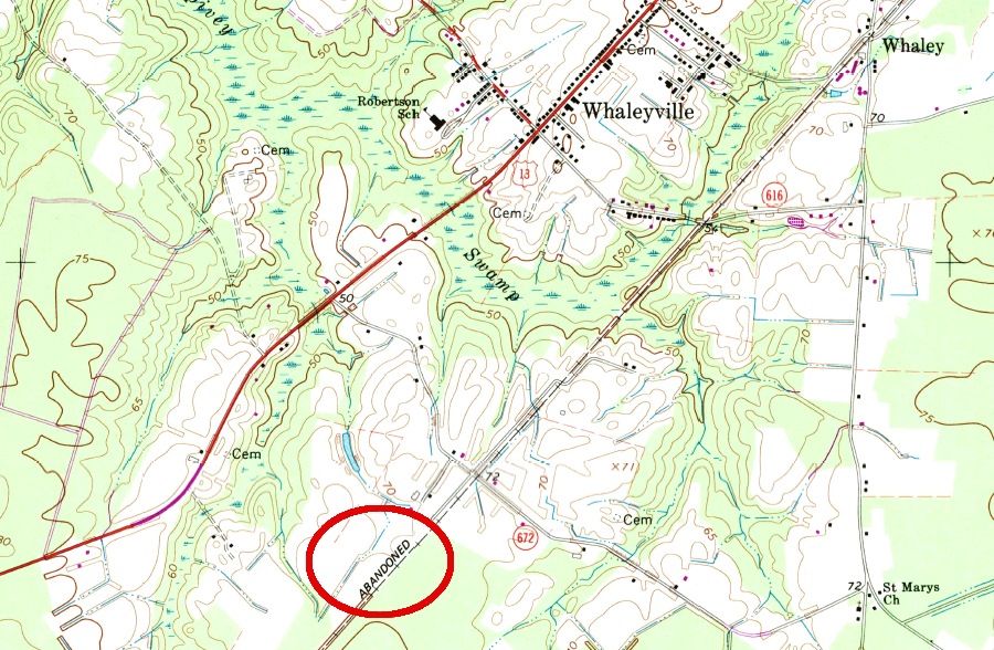 the track between the Chowan River and Suffolk, built in 1898, was abandoned after formation of the Seaboard Coast Line in 1967 made it duplicative of the main line from Tarboro, North Carolina
