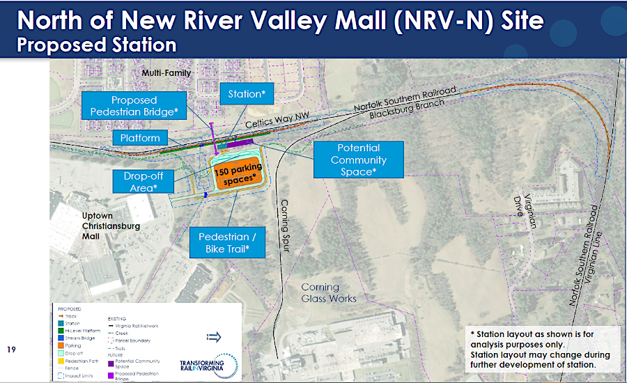 two sites near the Uptown Christiansburg mall were the finalists for the new station location
