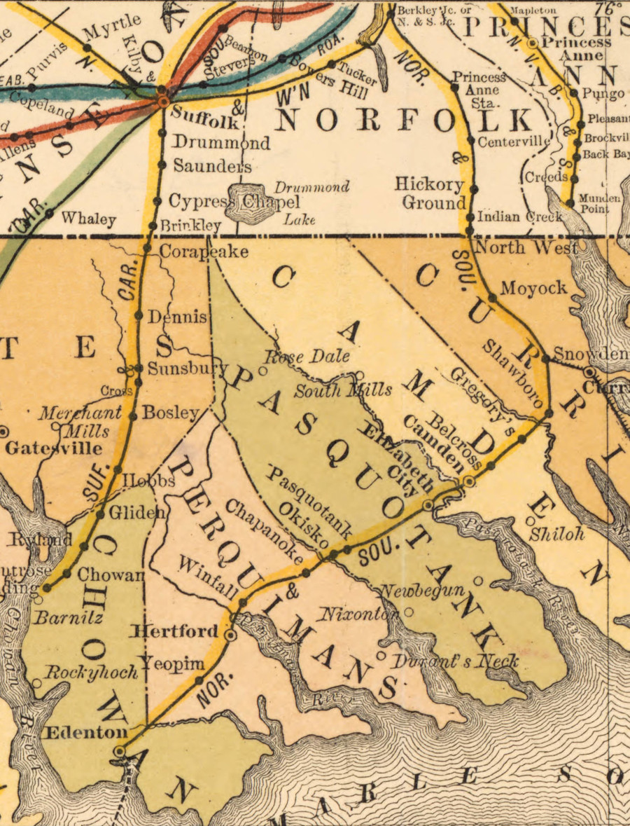 tthe Elizabeth City & Norfolk Railroad Company built the first track in 1881 along the route now used by the Chesapeake and Albemarle Railroad