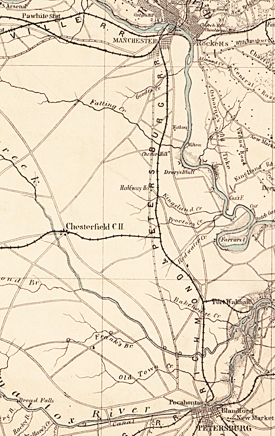 Richmond and Petersburg Railroad at the time of the Civil War