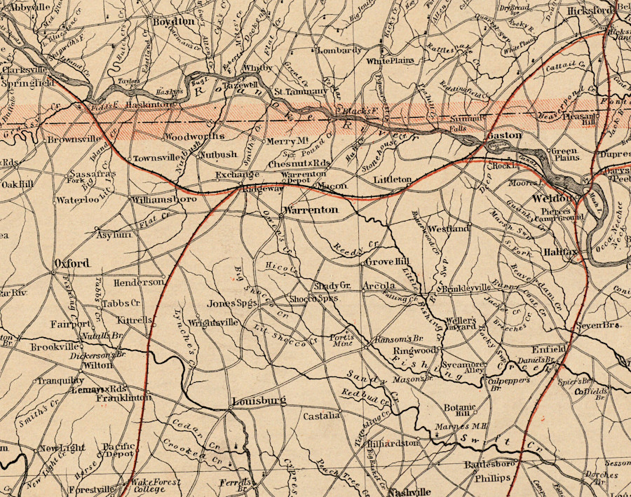 through the Roanoke Valley Railroad, trains could carry agricultural products from Southside Virginia to Petersburg or Norfolk