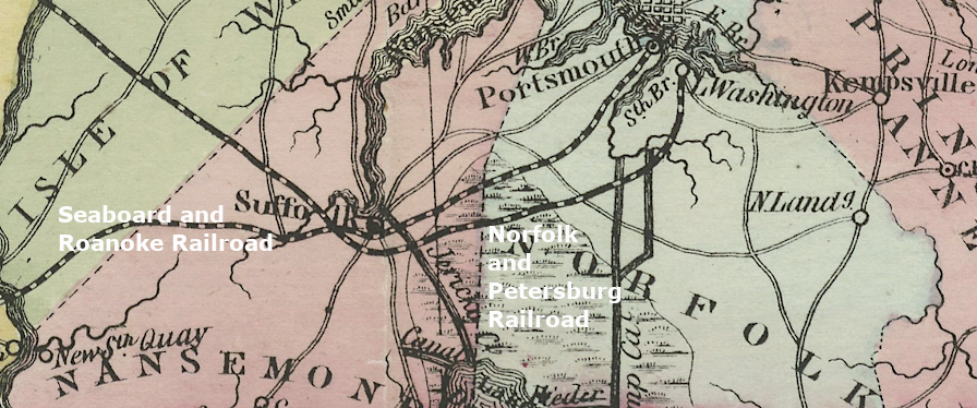 at the start of the Civil War, two railroads connected to Hampton Roads