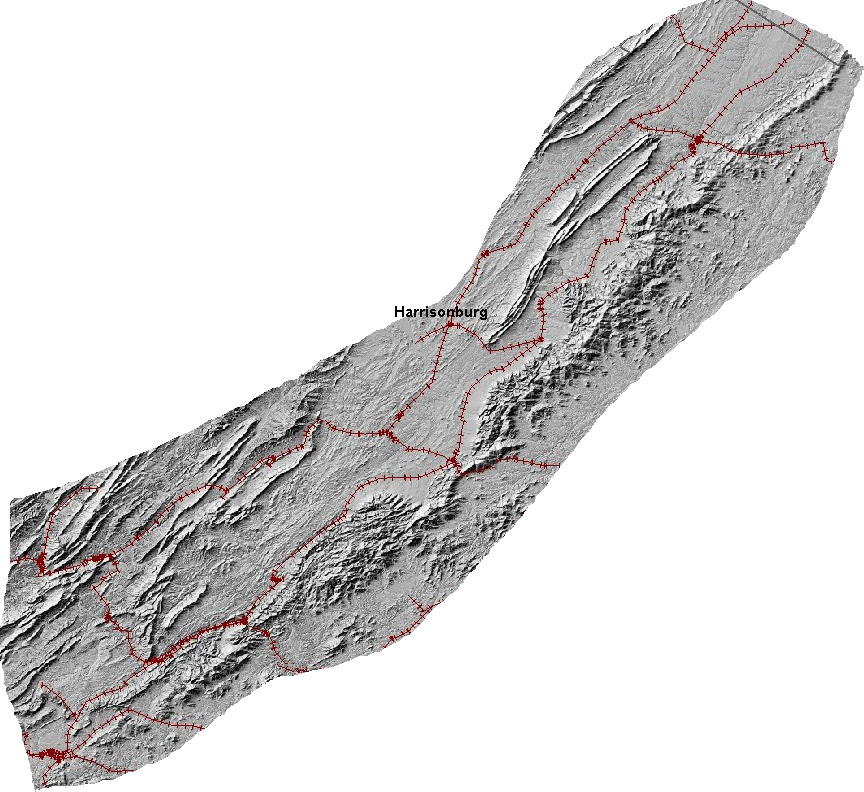 railroads of the Shenandoah Valley before segments were abandoned north and south of Harrisonburg