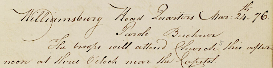 soldiers in the 6th Virginia Regiment were commanded to attend church on a Sunday in 1776