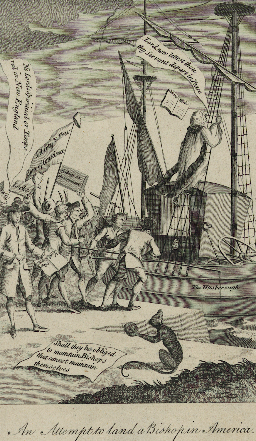 non-Anglicans, especially in New England, feared that an Anglican bishop established in North America would lead to goverment control of religious beliefs