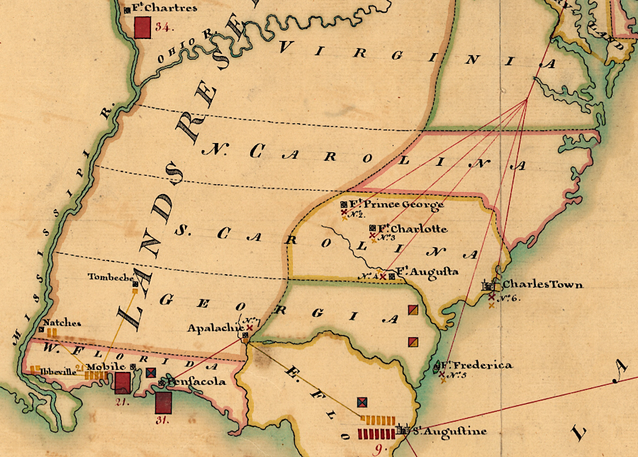 there were no British forts west of the Blue Ridge in North and South Carolina when the Treaty of Augusta was signed in 1763