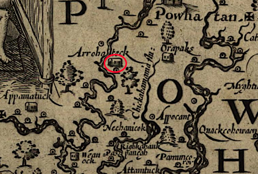 in 1611 Sir Thomas Dale located Henricus near the location of the former town of Arrohateck