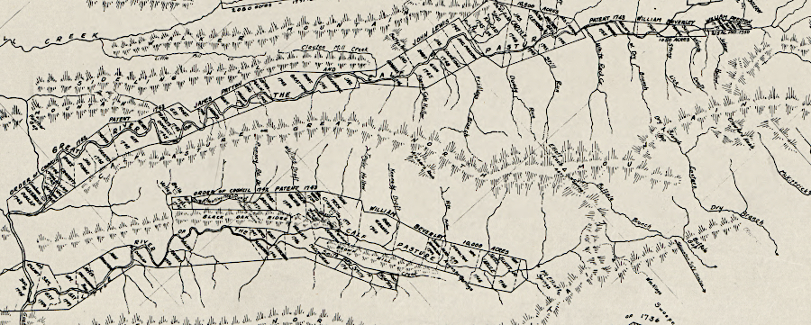 surveys fpr 15 miles along the Calfpasture River were only about one mile wide