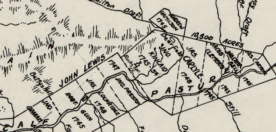 surveys fpr 15 miles along the Calfpasture River were only about one mile wide