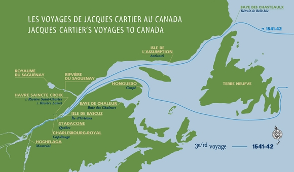 Jacques Cartier completed three trips to North America over 40 years before England tried to plant a colony there